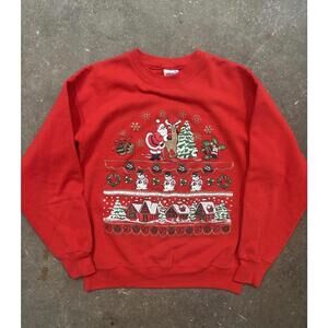Vintage Hanes Christmas sweatshirt Santa reindeer Snowmen Men’s M